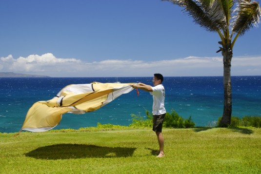 Drying out my tent at Kapalua Villa