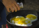 Aimee making eggs