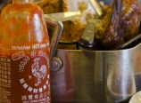 Sriracha hot chili sauce with the turkey