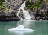 Waterfall and icebergs