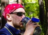 Mark getting a drink