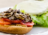 Caramelized onions & mushroom burger