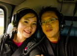 Aboard the helicopter