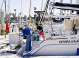 Hoisting the dinghy