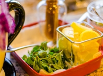 Mint and lemon garnish
