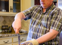 Dusty cutting the quiche