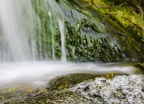 Flowing water and ice crystals